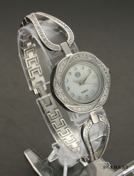 Zegarek damski srebrny z cyrkoniami 925. Tarcza z masy perłowej (3).jpg